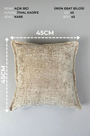 İthal Kadife Dekoratif Kırlent Kılıfı 45x45 cm – Yumuşak Dokulu Kare Yastık ve Ev Aksesuarı