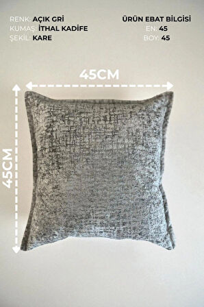 İthal Kadife Dekoratif Kırlent Kılıfı 45x45 cm – Yumuşak Dokulu Kare Yastık ve Ev Aksesuarı