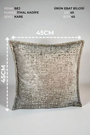  Kırlent İthal Kadife Kumaş - 45X45cm Yumuşak Dokulu Dekoratif Özel Tasarım Kırlent Kılıfı - S02