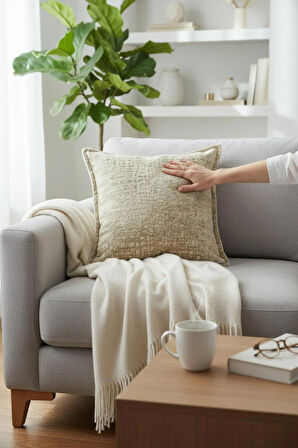  Kırlent İthal Kadife Kumaş - 45X45cm Yumuşak Dokulu Dekoratif Özel Tasarım Kırlent Kılıfı - S03