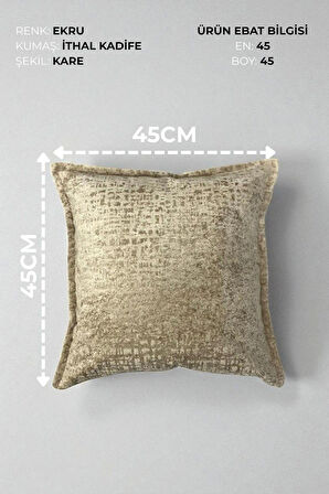 İthal Kadife Dekoratif Kırlent Kılıfı 45x45 cm – Yumuşak Dokulu Kare Yastık ve Ev Aksesuarı