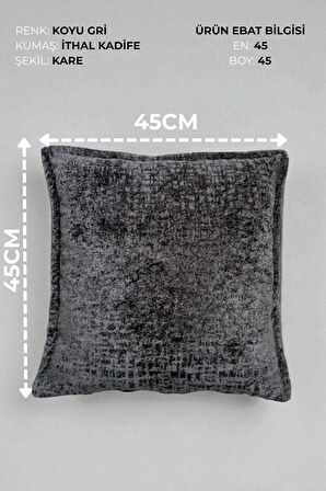  Kırlent İthal Kadife Kumaş - 45X45cm Yumuşak Dokulu Dekoratif Özel Tasarım Kırlent Kılıfı - S05
