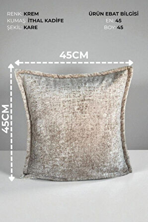 İthal Kadife Dekoratif Kırlent Kılıfı 45x45 cm – Yumuşak Dokulu Kare Yastık ve Ev Aksesuarı