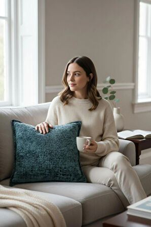  Kırlent İthal Kadife Kumaş - 45X45cm Yumuşak Dokulu Dekoratif Özel Tasarım Kırlent Kılıfı - S07