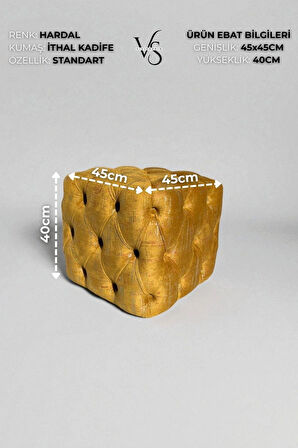 BEST İthal Kadife Babyface Kumaş Varak Baskı Küp Puf - Modern Ve Şık Oturma & Dekoratif Kullanım