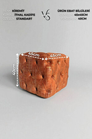 BEST İthal Kadife Babyface Kumaş Varak Baskı Küp Puf - Modern Ve Şık Oturma & Dekoratif Kullanım