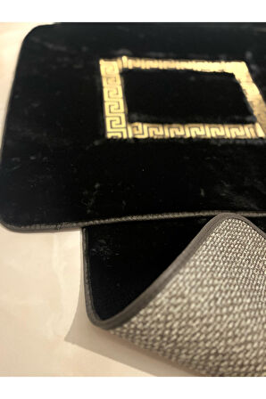 Meram Kaymaz Taban, Yumuşacık, Emici 2'li Ultra Lüks Deri Detaylı Banyo Paspası Seti