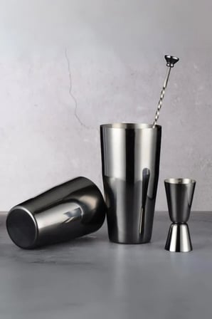 Vosco 3 Parça Boston Kokteyl Seti Shaker 750ml Paslanmaz Çelik Metalik