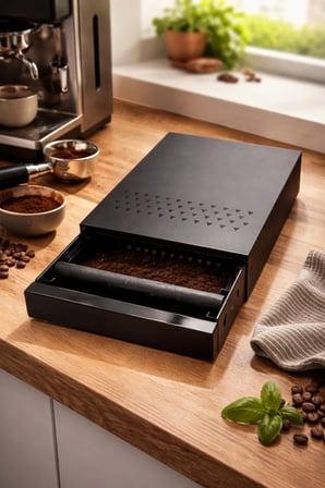 Kahve Posa Çekmecesi Siyah – Espresso Makinesi Altı Posa Kutusu