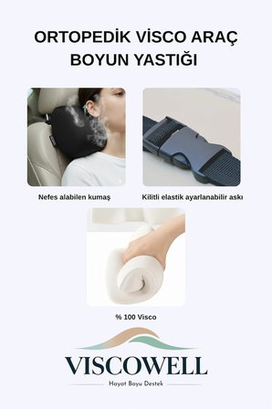 Visco İkili Araç Başlıkları Araç Boyun Yastığı – Ortopedik Oto Koltuk Boyun Desteği Siyah