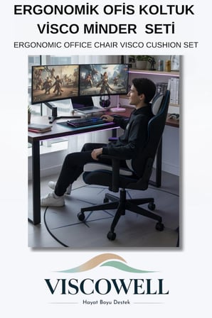 Visco Ergonomik Ofis Koltuk Minder Seti %100 Visco