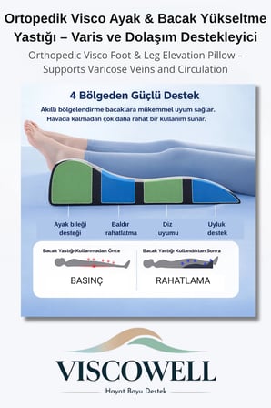 Ortopedik Visco Ayak & Bacak Yükseltme Yastığı ve Dolaşım Destekleyici