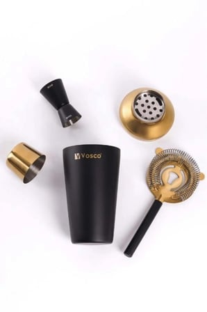 Vosco Kokteyl Shaker Seti Altın Paslanmaz Çelik