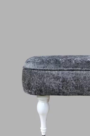 Dikdörtgen Puf – CALLISTO İthal Kadife Kumaş Beyaz Ahşap Ayaklı Modern Tasarım