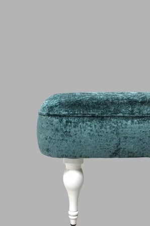 Dikdörtgen Puf – CALLISTO İthal Kadife Kumaş Beyaz Ahşap Ayaklı Modern Tasarım