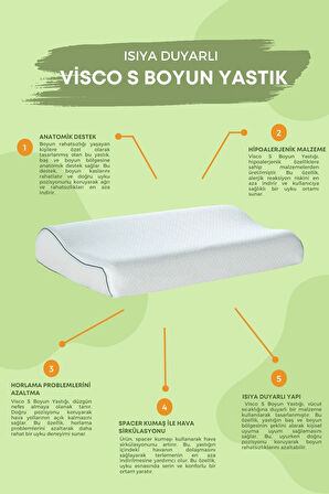 Visco Ortopedik, Boyun Destekli Yastık 60x40x10 Brn14