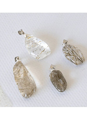 Sertifikalı Tımbıl Model Rutil Kuvars Taşı Kolye (Melek Saçı)