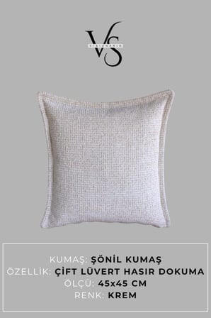 Kırlent Kılıfı - 3'lü Set Çift Taraflı Şönil Kumaş 45x45 cm ve 35x50 cm Dekoratif Ev Aksesuarı