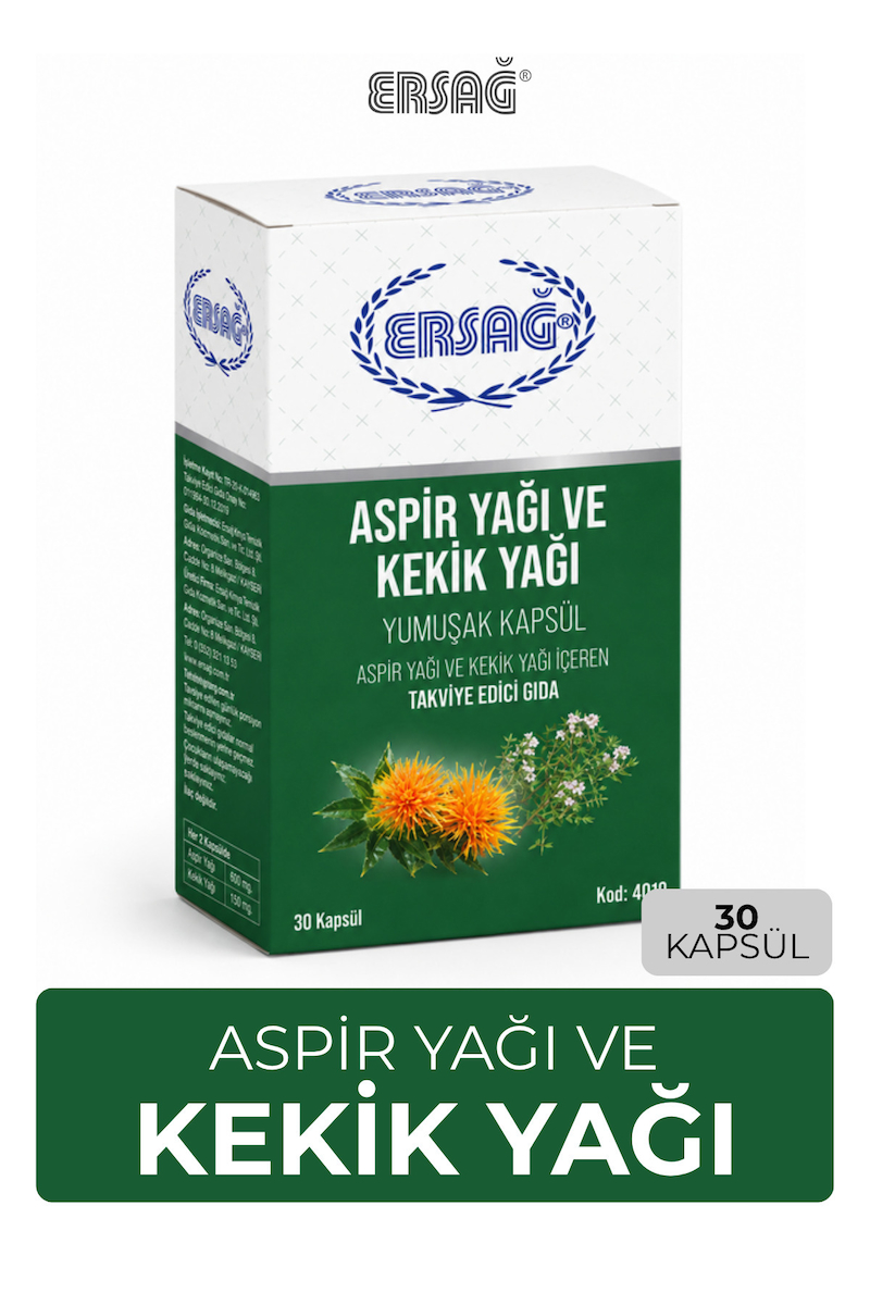 Ersağ Aspir Yağı Ve Kekik Yağı Kapsül Takviye Edici Gıda