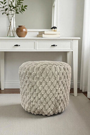 MILANO Yumuşak Rabbit Kumaş (Tavşan Tüyü) Silindir Puf – Modern ve Konforlu Dekoratif Oturma Bench