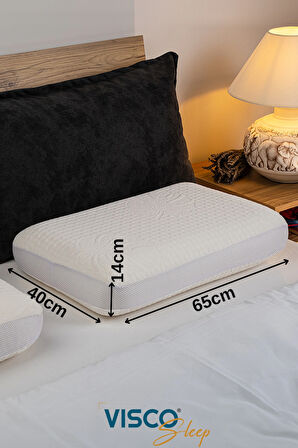 Visco Yastık Ergonomik Yastık Fiore Doğal Viskon Kılıflı Yastık 65x40x14 cm