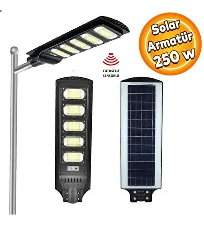 Asyagrup Voltek 250w Kumandalı Solar Led Sokak Armatürü / Sensörlü - Beyaz Işık