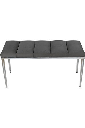 Vesta Silver Bench Luxery Metal Ayaklı Gri Puf