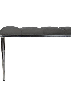 Vesta Silver Bench Luxery Metal Ayaklı Gri Puf
