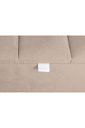 Vetra Mini Royal Bej Kumaş Sandıklı Puf- Gümüş Ayak Dekoratif Bench Puf