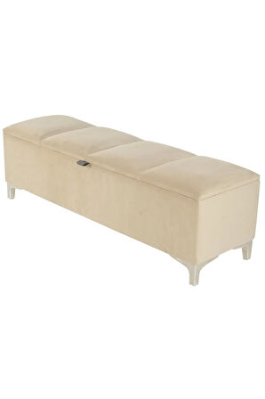 Vetra V2 Sandıklı Puf -  Krem Dilimli Model Sandıklı Puf Bench - Sandıklı Yatak Ucu Bankı