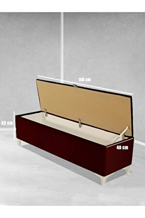 Vetra V2 Sandıklı Puf -  Bordo Dilimli Model Sandıklı Bench Puf - Sandıklı Yatak Ucu Bankı