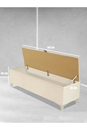 Vetra V2 Sandıklı Puf -  Beyaz Dilimli Model Sandıklı Bench Puf - Sandıklı Yatak Ucu Bankı