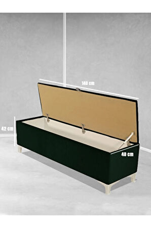 Vetra V2 Sandıklı Puf -  Yeşil Dilimli Model Sandıklı Bench Puf - Sandıklı Yatak Ucu Bankı
