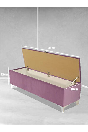 Vetra V2 Sandıklı Puf -  Pembe Dilimli Model Sandıklı Bench Puf - Sandıklı Yatak Ucu Bankı