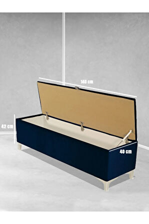 Vetra V2 Sandıklı Puf -  Mavi Dilimli Model Sandıklı Bench Puf - Sandıklı Yatak Ucu Bankı