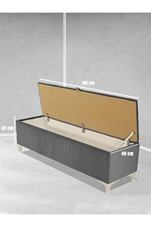 Vetra V2 Sandıklı Puf -  Gri Dilimli Model Sandıklı Bench Puf - Sandıklı Yatak Ucu Bankı