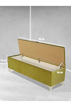 Vetra V2 Sandıklı Puf -  Hardal Dilimli Model Sandıklı Bench Puf - Sandıklı Yatak Ucu Bankı