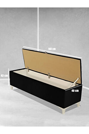 Vetra V2 Sandıklı Puf -  Siyah Dilimli Model Sandıklı Bench Puf - Sandıklı Yatak Ucu Bankı