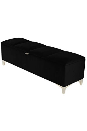 Vetra V2 Sandıklı Puf -  Siyah Dilimli Model Sandıklı Bench Puf - Sandıklı Yatak Ucu Bankı