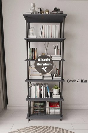 Çevir Kur 65 Cm Antrasit Kitaplık