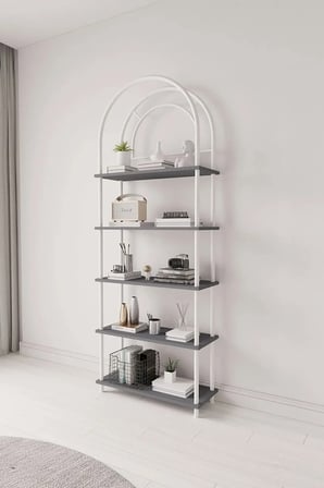 Çevir Kur Atlantik Çam Bohem Kitaplık | Çok Amaçlı, 5 Raflı, Dekoratif Dolap 199x69x27 Cm