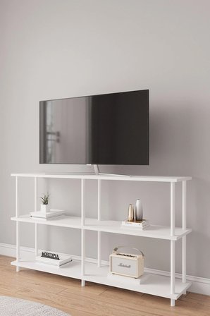 Çevir Kur 150 Cm Beyaz B.d Raflı Tv Sehpası, Tv Ünitesi 150*75*29 Cm