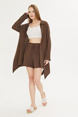 Asimetrik Müslin Ceket