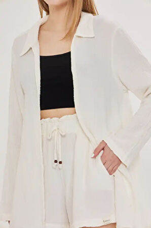 Asimetrik Müslin Ceket