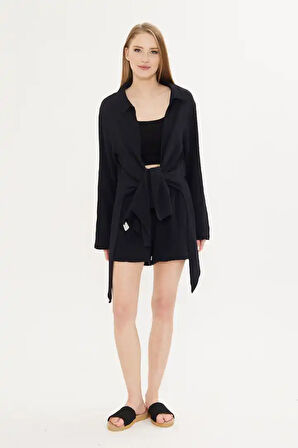 Asimetrik Müslin Ceket