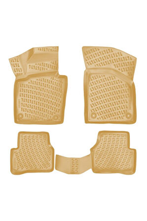 Volkswagen Passat B7 2012 Araca Özel Tasarım 3D Havuzlu Bej Paspas