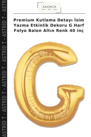 Premium Kutlama Detayı İsim Yazma Etkinlik Dekoru G Harf Folyo Balon Altın Renk 40 inç