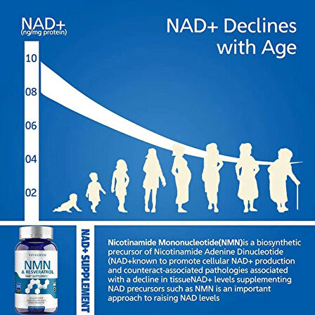 VIVALIFER NMN+NİACİNAMİDE+TMG+Resveratrol Anti-Aging & Antioxidant AGE 1500MG Nicotinamide 120 Caps