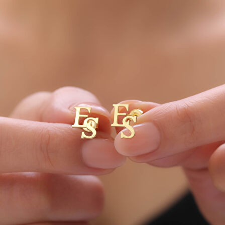 925 Ayar Gümüş İki Harfli Küpe