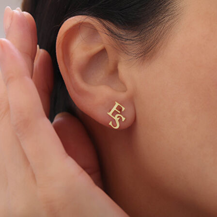 925 Ayar Gümüş İki Harfli Küpe